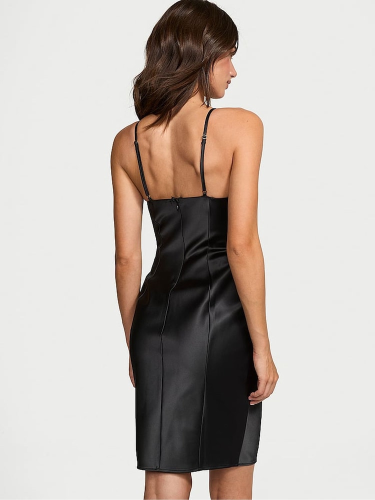 Victoria's Secret Black Satin Rose Lace Dress - Image 2 of 3