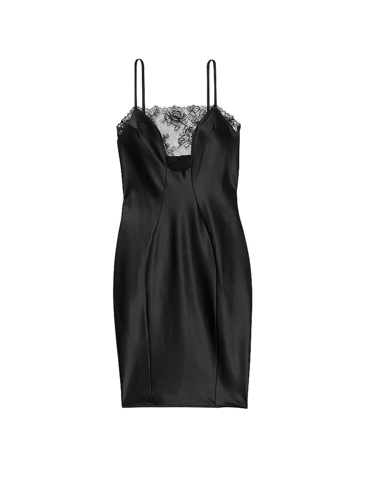 Victoria's Secret Black Satin Rose Lace Dress - Image 3 of 3