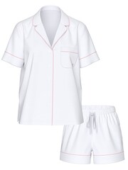 Victoria's Secret White With Pink Piping Cotton Short Pyjama Set - Image 3 of 3