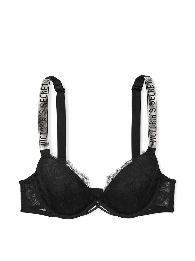 Victoria's Secret Black Lightly Lined Demi Shine Strap Lace Bra - Image 3 of 3 Victoria's Secret Black Lightly Lined Demi Shine Strap Lace Bra - Image 3 of 3