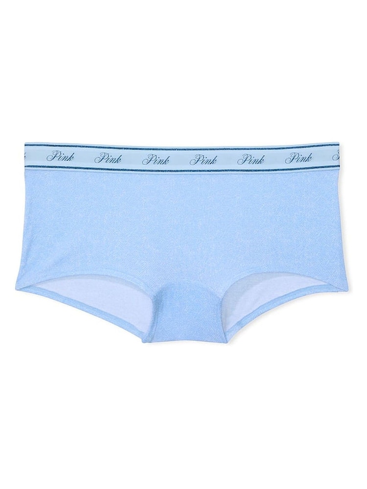 Victoria's Secret PINK Dark Blue Denim Print Short Cotton Logo Knickers - Image 3 of 3