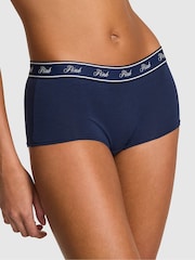 Victoria's Secret PINK Midnight Navy Blue Short Cotton Logo Knickers - Image 1 of 3