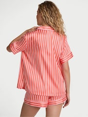 Victoria's Secret Wild Orange & Pink Stripes Satin Short Pyjama Set - Image 2 of 2