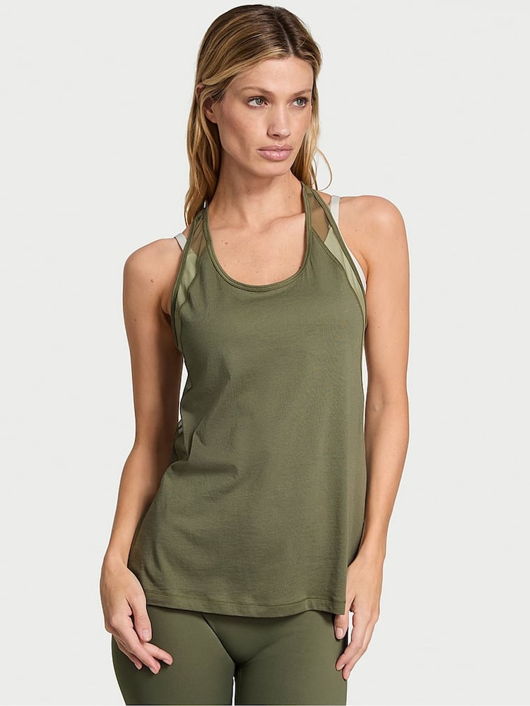 Victoria's Secret Desert Cactus Green Racerback Mesh Tank Top - Image 1 of 2
