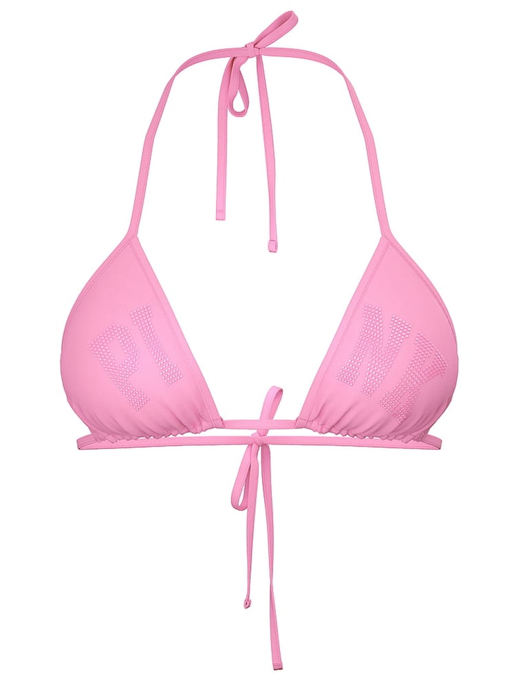 Victoria's Secret PINK Pink Diamante Logo Triangle Terry Bikini Top - Image 3 of 3