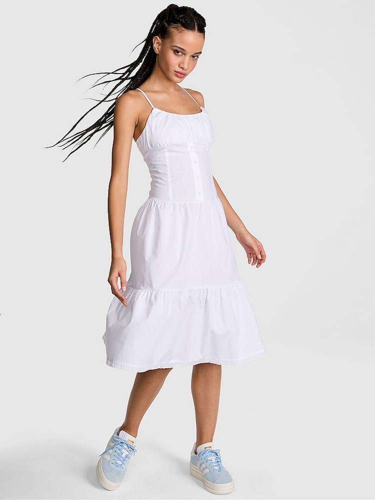 Victoria's Secret PINK Bright White Prarie Poplin Midi Dress - Image 1 of 3