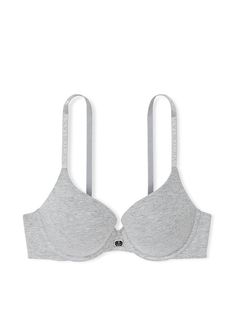 Grijs gemêleerd - Victoria's Secret katoenen beha met logo - Image 3 of 3