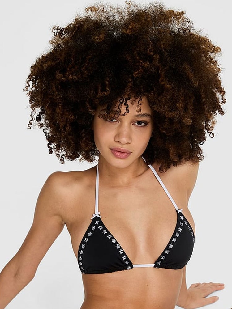 Victoria's Secret PINK Black Cape May Triangle Bikini Top - Image 1 of 4