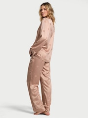 Victoria's Secret Macaron Jacquard Brown Satin Long Pyjama Set - Image 2 of 3