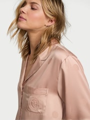 Victoria's Secret Macaron Jacquard Brown Satin Long Pyjama Set - Image 3 of 3