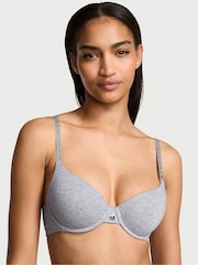 Victoria's Secret Heather Grey Lightly Lined Demi Cotton Logo Bra - Image 1 of 3