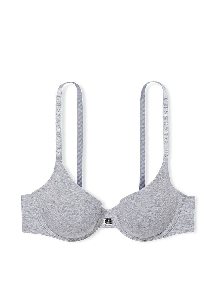 Victoria's Secret Heather Grey Lightly Lined Demi Cotton Logo Bra - Image 3 of 3