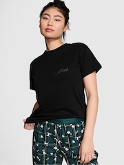 Victoria's Secret PINK Black Cotton Pyjama T-Shirt - Image 1 of 3