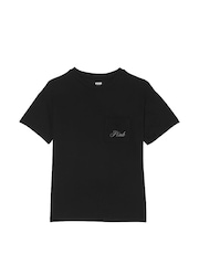 Victoria's Secret PINK Black Cotton Pyjama T-Shirt - Image 3 of 3