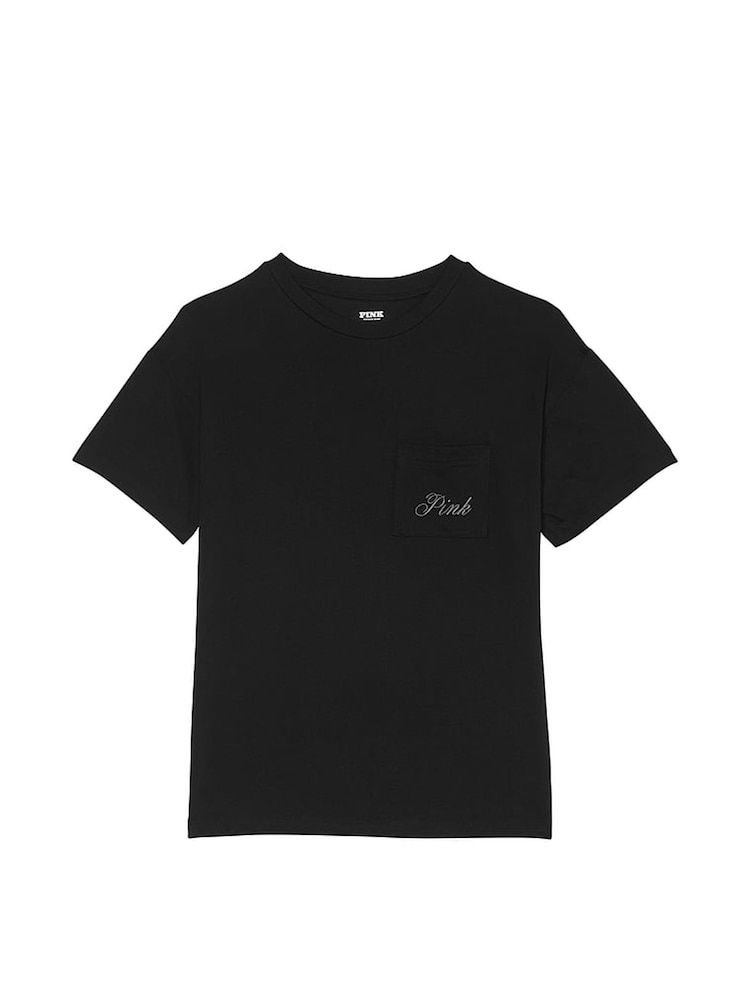 Victoria's Secret PINK Black Cotton Pyjama T-Shirt - Image 3 of 3
