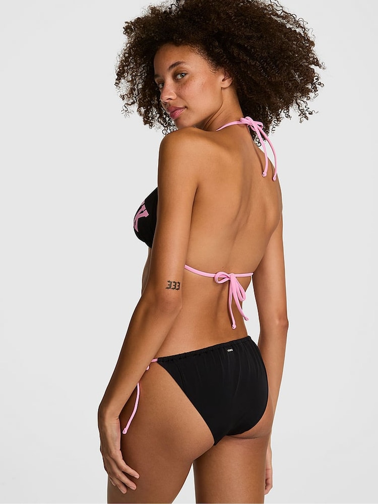 Victoria's Secret PINK Black Tie Side String Cheeky Terry Bikini Bottom - Image 2 of 4