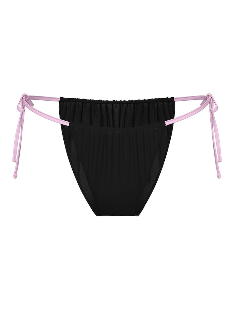 Victoria's Secret PINK Black Tie Side String Cheeky Terry Bikini Bottom - Image 4 of 4