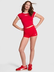 Victoria's Secret PINK Candy Cane Red Foldover Cotton Short - Image 1 of 3