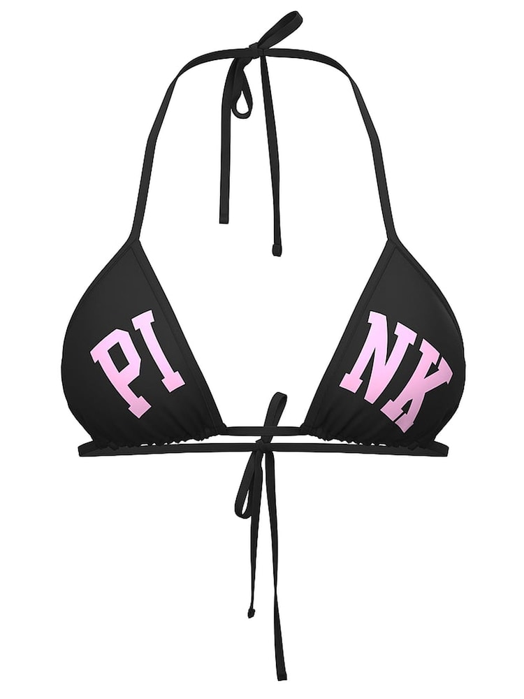 Victoria's Secret PINK Black Logo Triangle Triangle Terry Bikini Top - Image 3 of 3