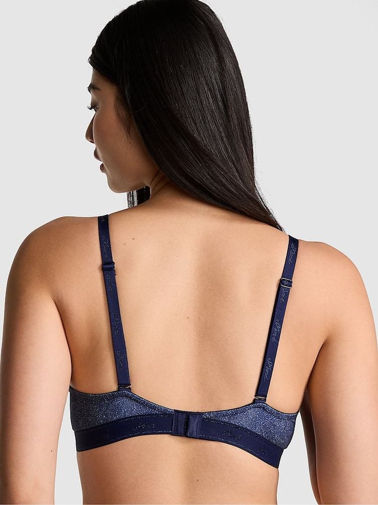 Victoria's Secret PINK Dark Blue Denim Print Push Up Bra - Image 2 of 3 Victoria's Secret PINK Dark Blue Denim Print Push Up Bra - Image 2 of 3