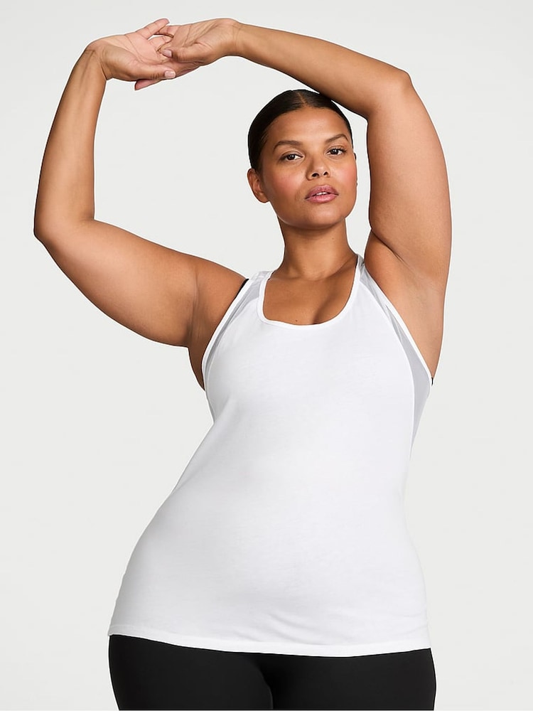 Victoria's Secret White Racerback Mesh Tank Top - Image 1 of 2