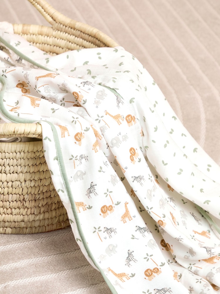 JoJo Maman Bébé Safari Muslin Blanket - Image 2 of 5 JoJo Maman Bébé Safari Muslin Blanket - Image 2 of 5