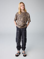 smALLSAINTS Leopard Oversized Girls Crew 100% Cotton T-Shirt - Image 2 of 11