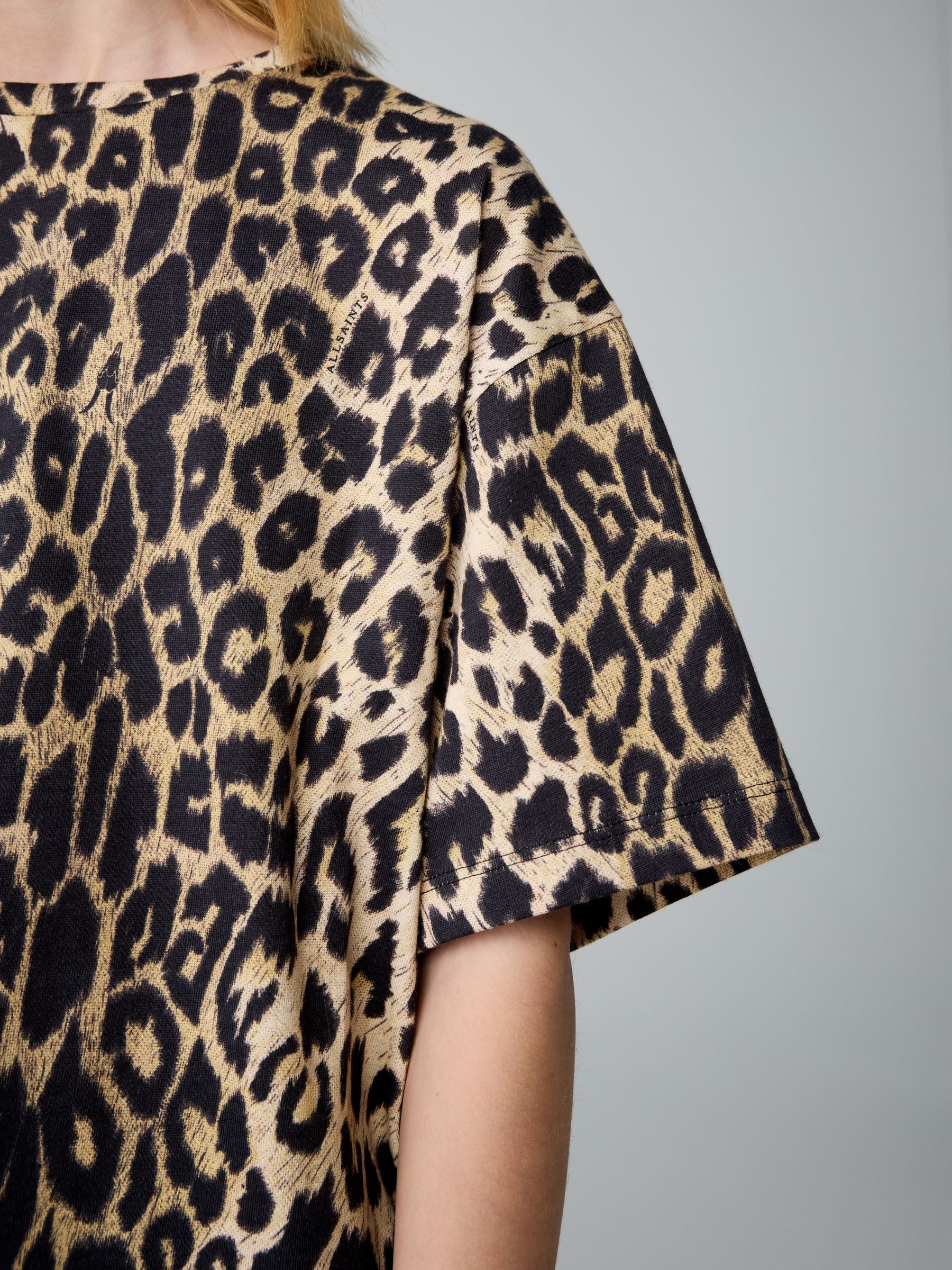 Buy smALLSAINTS Leopard Oversized Girls Crew 100% Cotton T-Shirt