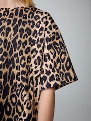 smALLSAINTS Leopard Oversized Girls Crew 100% Cotton T-Shirt - Image 5 of 11
