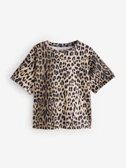 smALLSAINTS Leopard Oversized Girls Crew 100% Cotton T-Shirt - Image 7 of 11