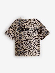 smALLSAINTS Leopard Oversized Girls Crew 100% Cotton T-Shirt - Image 8 of 11
