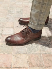 Brown Embossed Toecap Shoes - Image 8 of 8