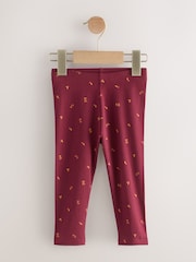 Burgundy Red Ditsy Floral Plain Leggings (3mths-7yrs) - Image 1 of 4