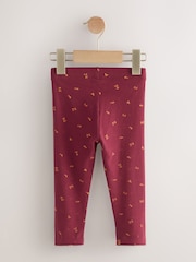 Burgundy Red Ditsy Floral Plain Leggings (3mths-7yrs) - Image 2 of 4