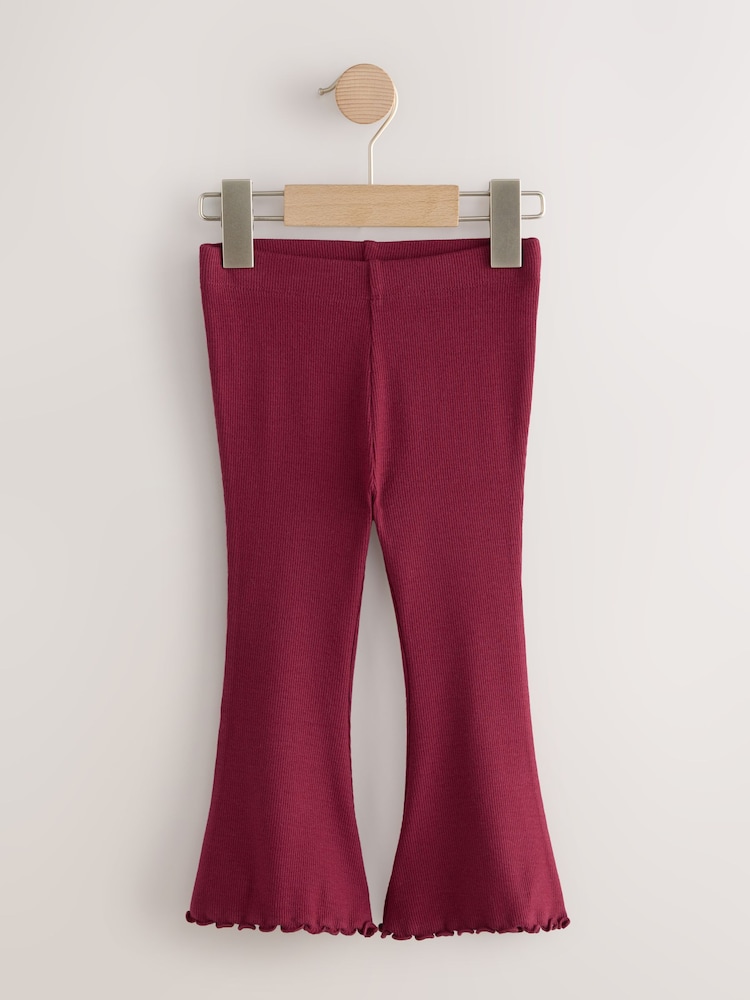 Burgundy Red Rib Flare Leggings (3mths-7yrs) - Image 5 of 8