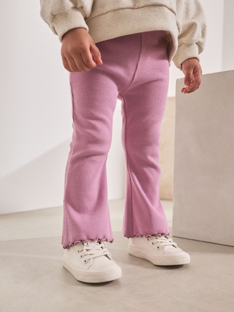 Mauve Purple Rib Flare Leggings (3mths-7yrs) - Image 1 of 7