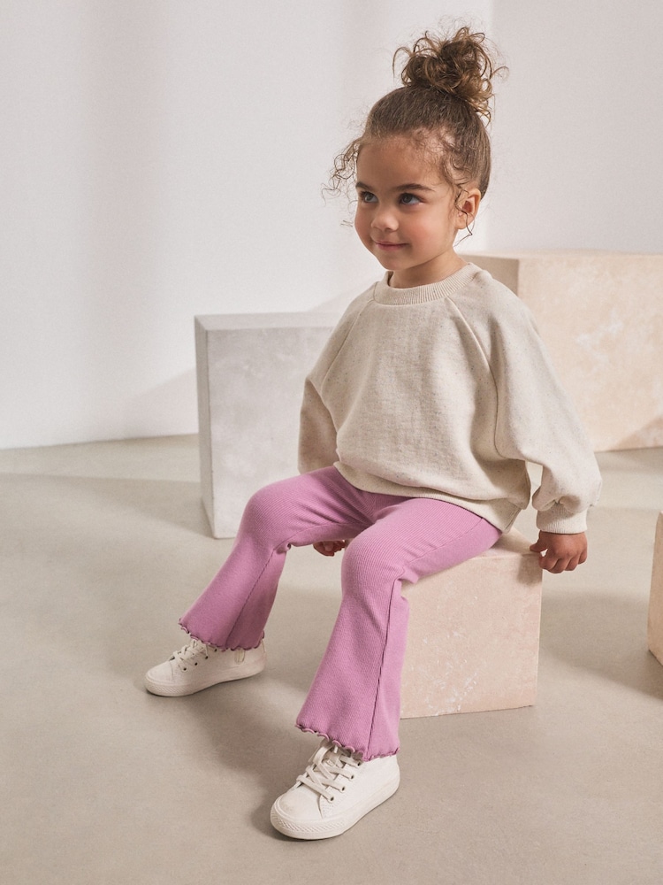 Mauve Purple Rib Flare Leggings (3mths-7yrs) - Image 2 of 7