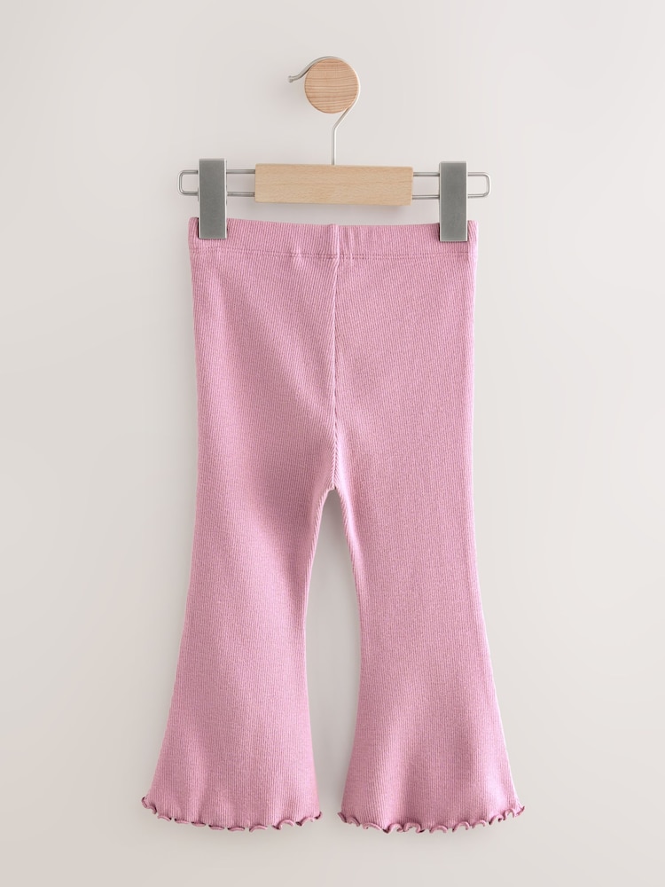 Mauve Purple Rib Flare Leggings (3mths-7yrs) - Image 5 of 7
