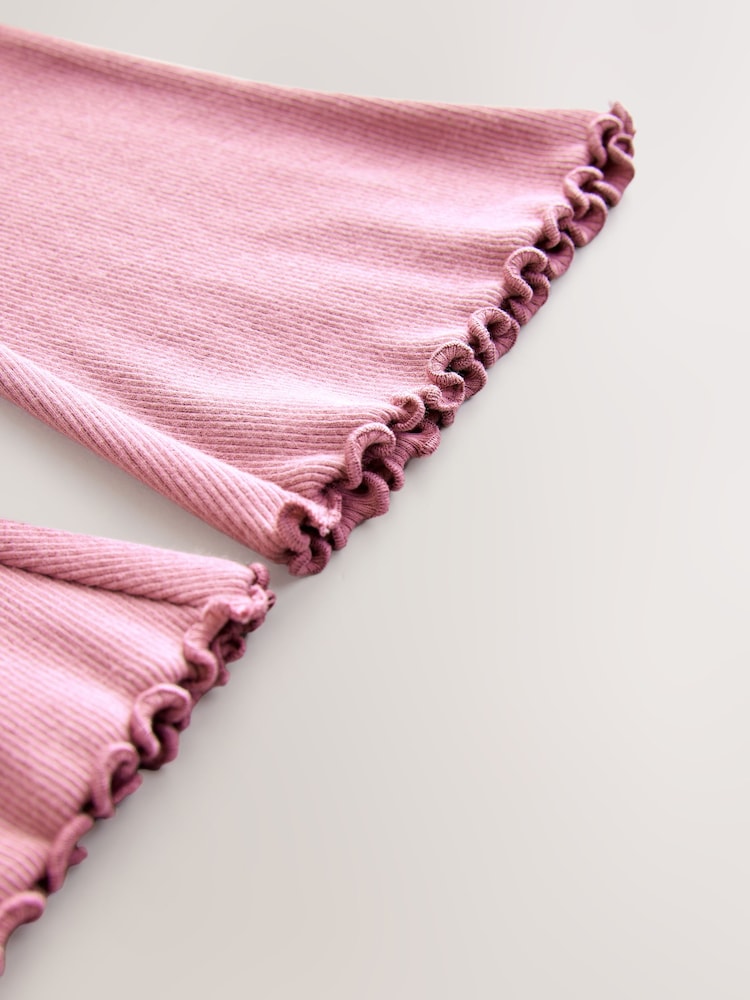 Mauve Purple Rib Flare Leggings (3mths-7yrs) - Image 6 of 7