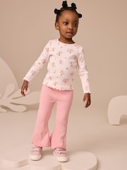 Pink Rib Flare Leggings (3mths-7yrs) - Image 2 of 10