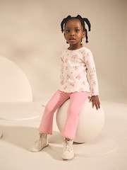 Pink Rib Flare Leggings (3mths-7yrs) - Image 3 of 10