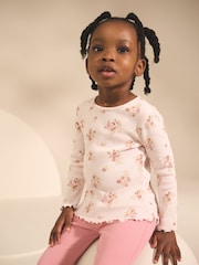 Pink Rib Flare Leggings (3mths-7yrs) - Image 4 of 10