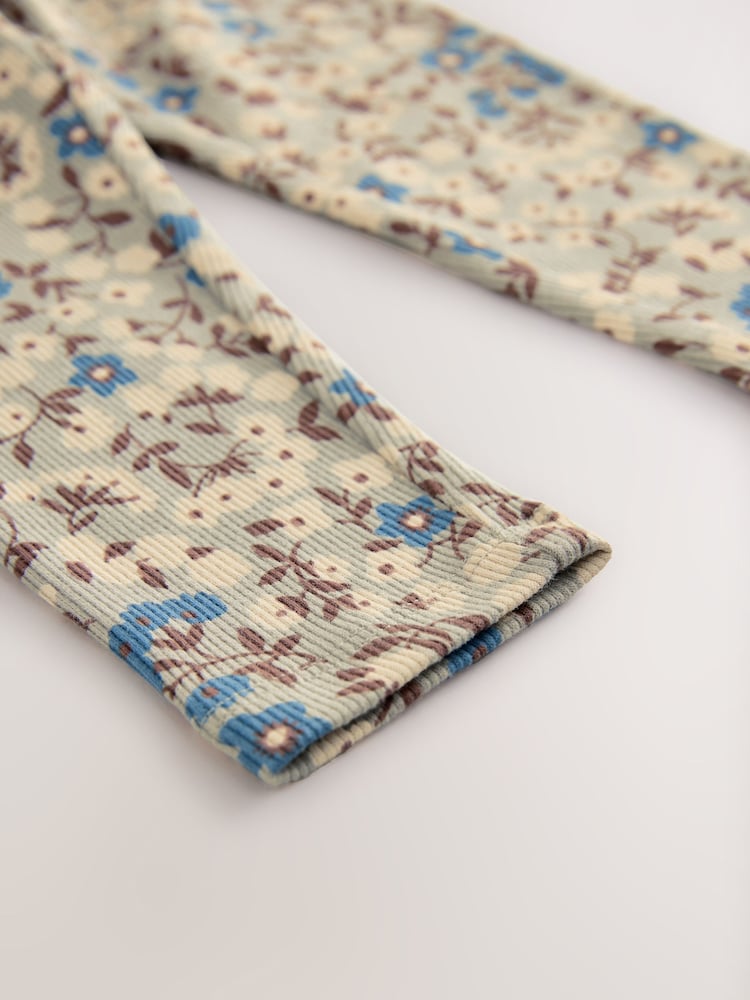 Sage Blue/Green Floral - Gerippte Leggings (3Monate -7Jahre) - Bild 8 von 8
