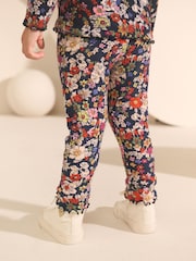 Marineblau mit floralem Muster - Gerippte Leggings (3Monate -7Jahre) - Bild 3 von 8