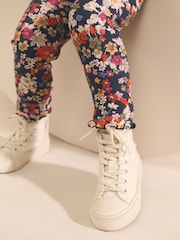 Marineblau mit floralem Muster - Gerippte Leggings (3Monate -7Jahre) - Bild 4 von 8
