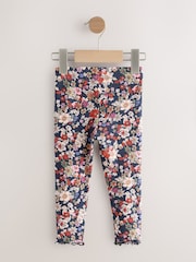 Marineblau mit floralem Muster - Gerippte Leggings (3Monate -7Jahre) - Bild 6 von 8