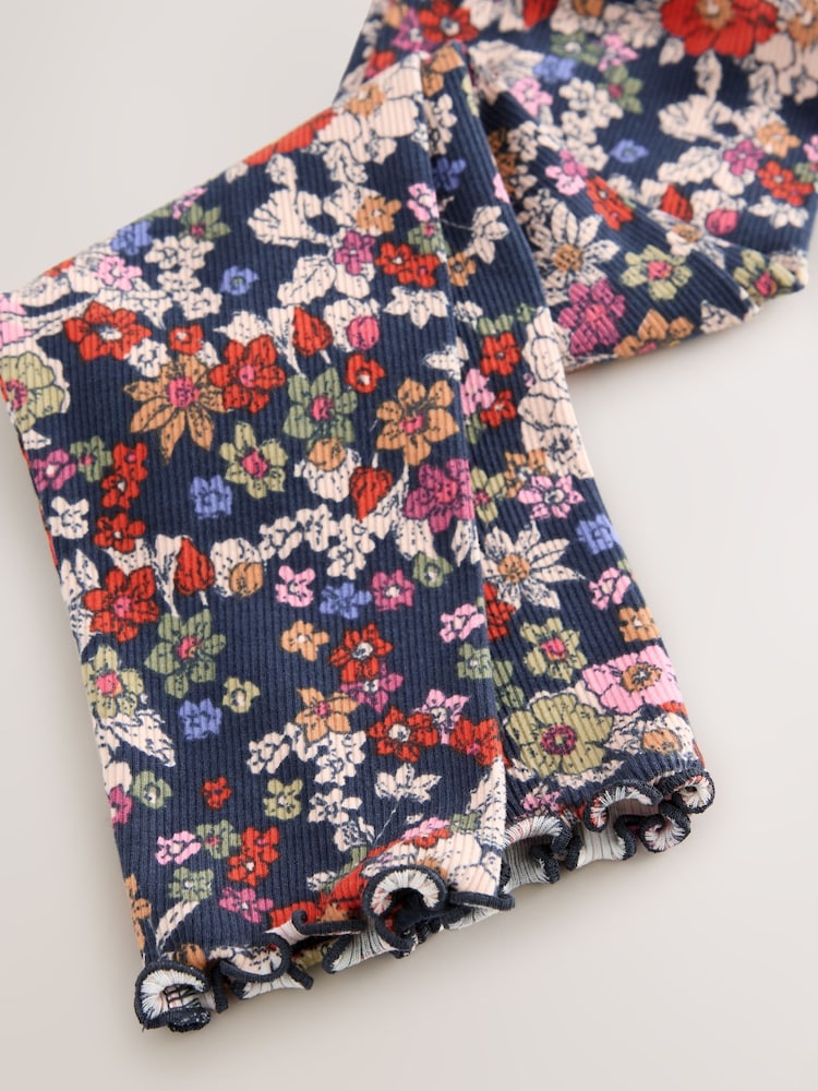 Marineblau mit floralem Muster - Gerippte Leggings (3Monate -7Jahre) - Bild 8 von 8