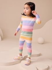 Rainbow Stripe Rib Leggings (3mths-7yrs) - Image 4 of 8