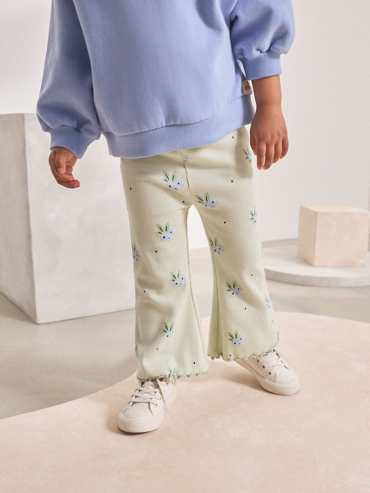 Mint Green Blueberry Rib Flare Leggings (3mths-7yrs) - Image 1 of 7