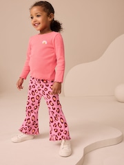 Violett/Leopardenprint - Gerippte Schlagleggings (3 Monate bis 7 Jahre) - Bild 1 von 7